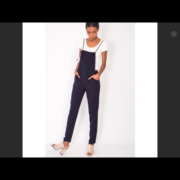 Pants - NWT Navy Blue Embroidered Overalls